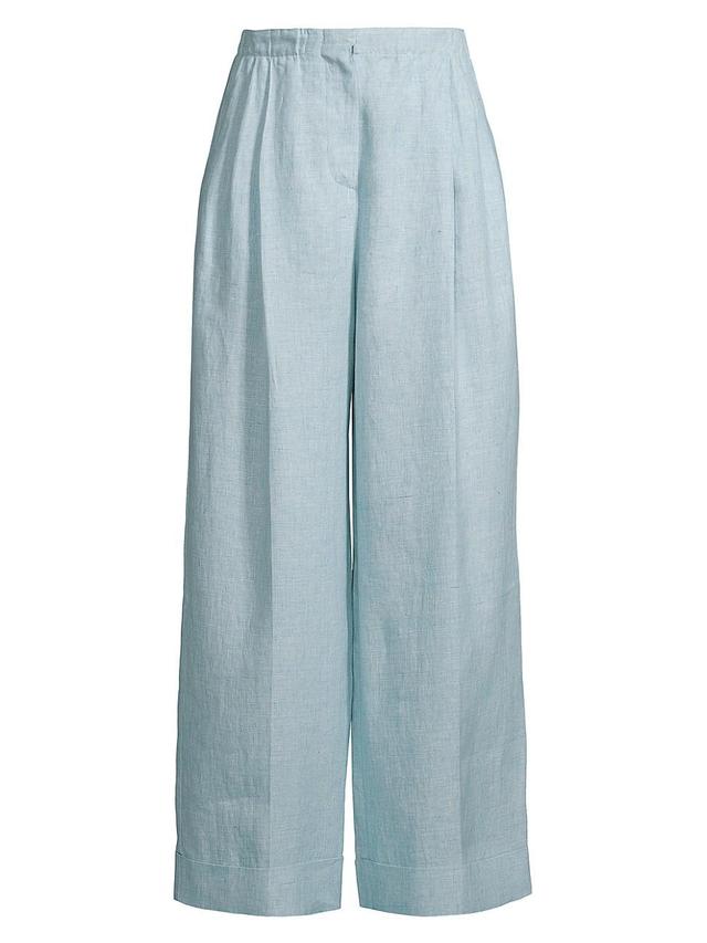 Womens Linen Wide Leg Trousers Product Image