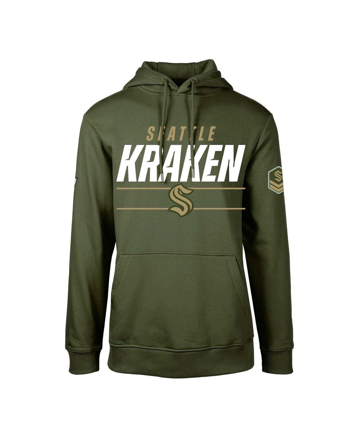 Mens LevelWear Olive Seattle Kraken Podium Fleece Pullover Hoodie Product Image