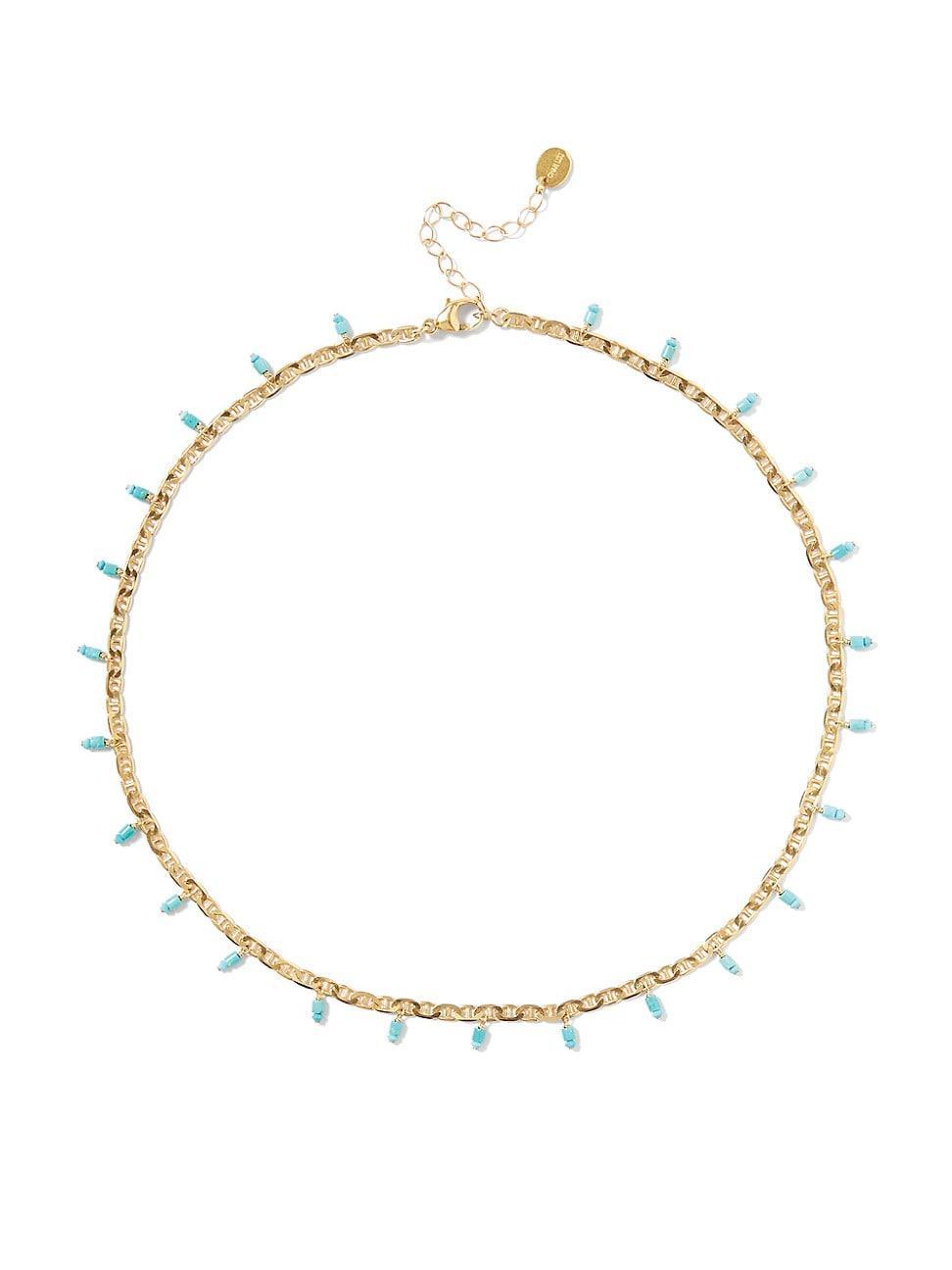 Womens 18K-Gold-Plated & Turquoise Necklace product image