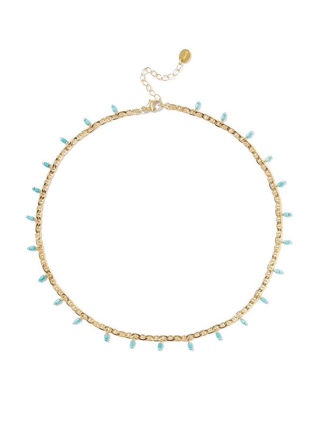 Womens 18K-Gold-Plated & Turquoise Necklace Product Image