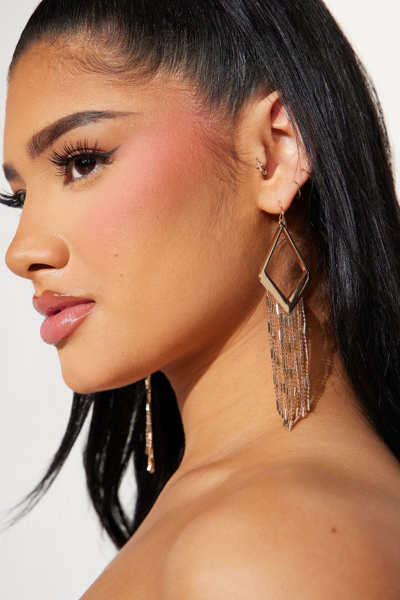 Fringe Chain Earrings - Gold Product Image