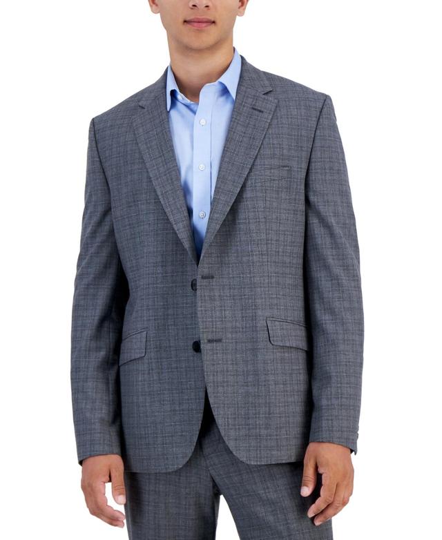 Hugo by Hugo Boss Mens Wool Blend Modern-Fit Check Suit Separate Jacket - Grey Product Image