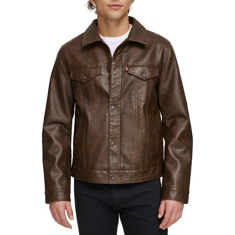 Mens Levis Faux Leather Trucker Jacket Product Image