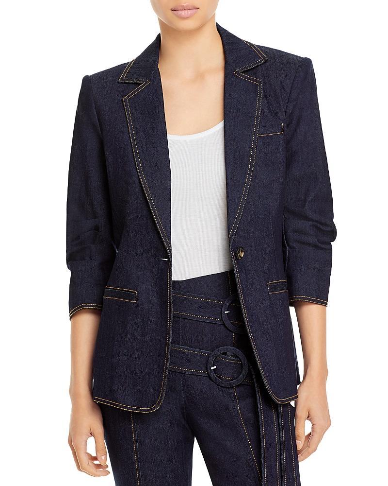 Cinq  Sept Khloe Ruched Sleeve Denim Blazer Product Image