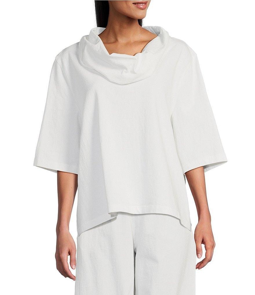 Bryn Walker Nola Cotton Jersey Cowl Neck Elbow Sleeve Shirt Product Image