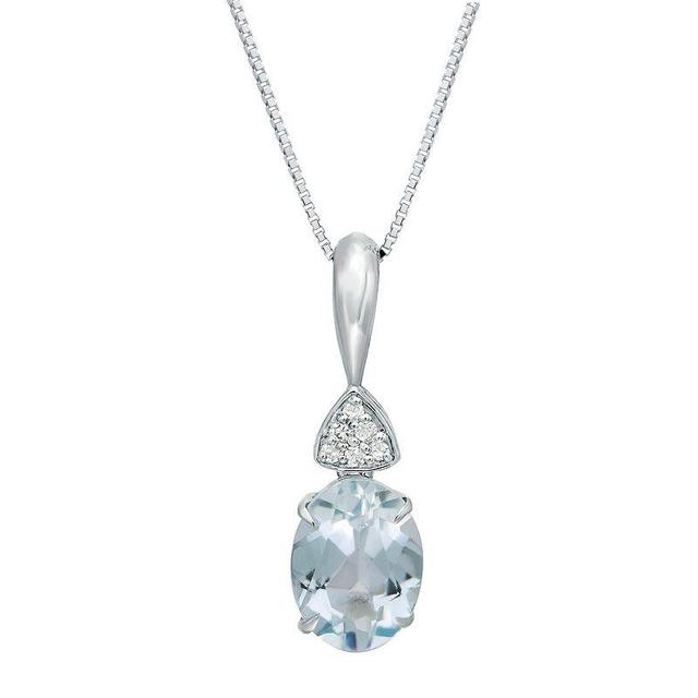 Gemminded 10k White Gold Aquamarine & Diamond Accent Pendant Necklace, Womens Pink Product Image