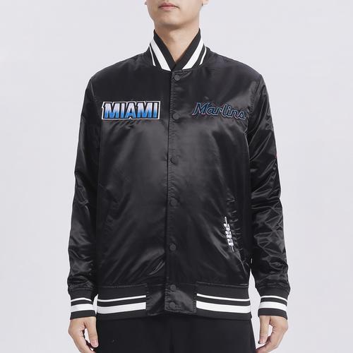 Pro Standard Mens Miami Marlins Turn It Up M Rib Satin Jacket - Black/Teal Product Image