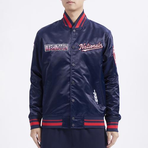 Pro Standard Mens Pro Standard Wash. Nationals Turn It Up M Rib Satin Jacket - Mens Navy/Red Product Image