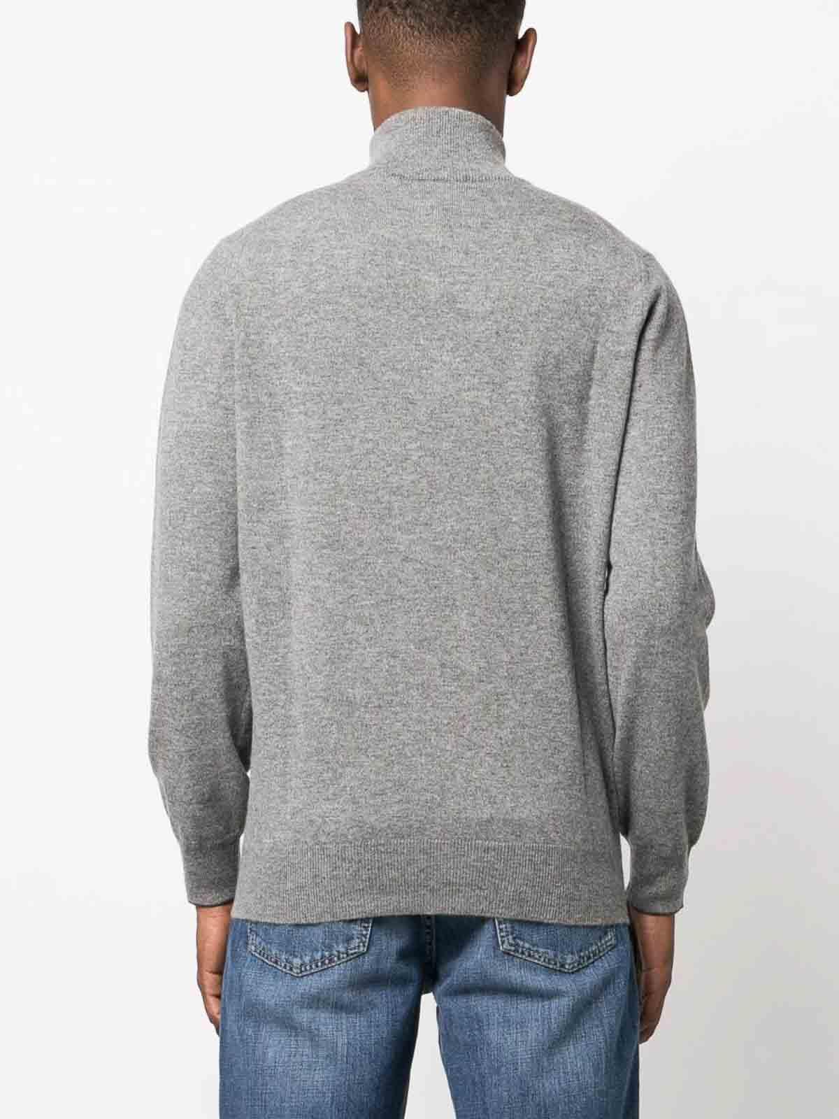 Cashmere Zipped Cardigan In Grey Product Image