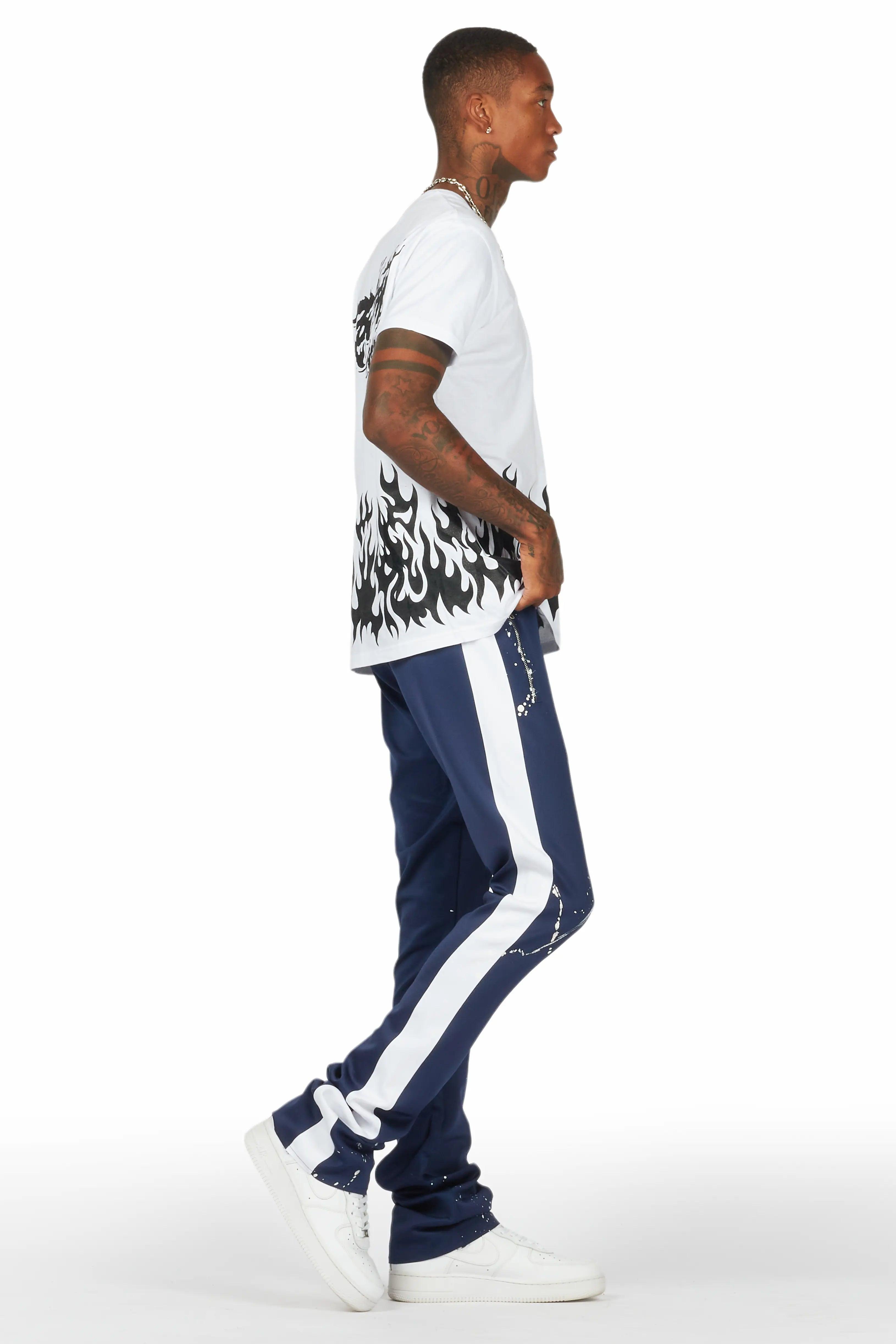 Bubble White/Navy T-Shirt/Stacked Flare Track Set Male Product Image