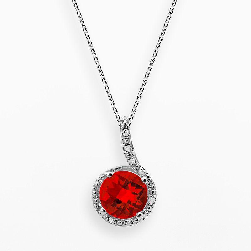 Gemminded Sterling Silver Lab-Created Ruby and Diamond Accent Pendant, Womens Red Product Image