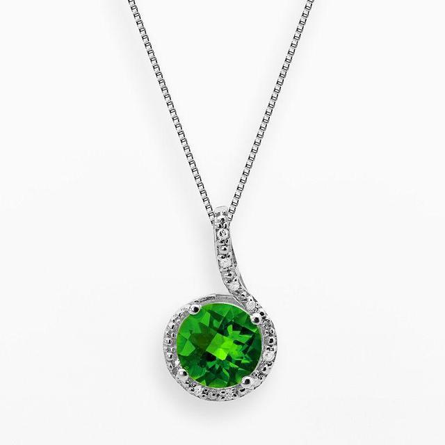 Gemminded Sterling Silver Lab-Created Emerald and Diamond Accent Pendant, Womens Green Product Image