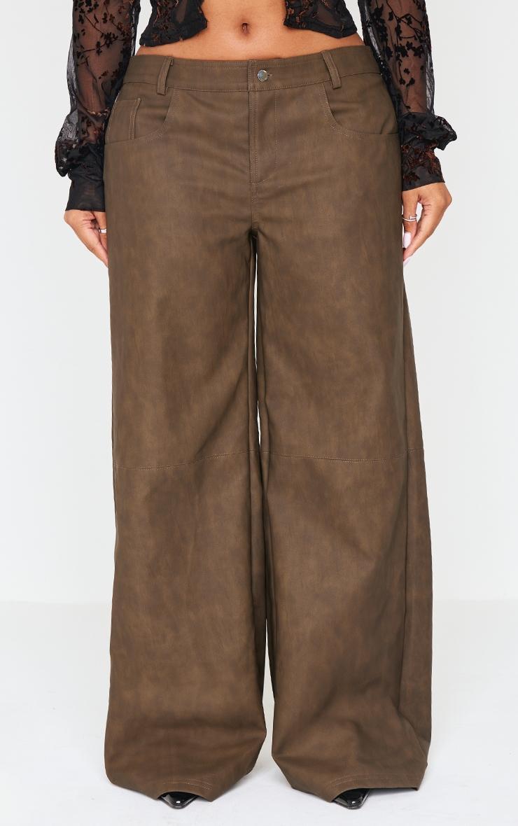 Shape Mustard Washed Faux Leather Wide Leg Pants Product Image