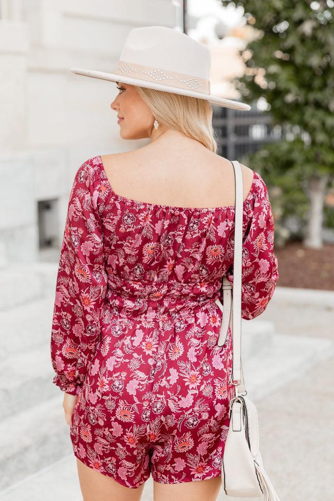 Dime A Dozen Paisley Satin Off The Shoulder Romper FINAL SALE Product Image