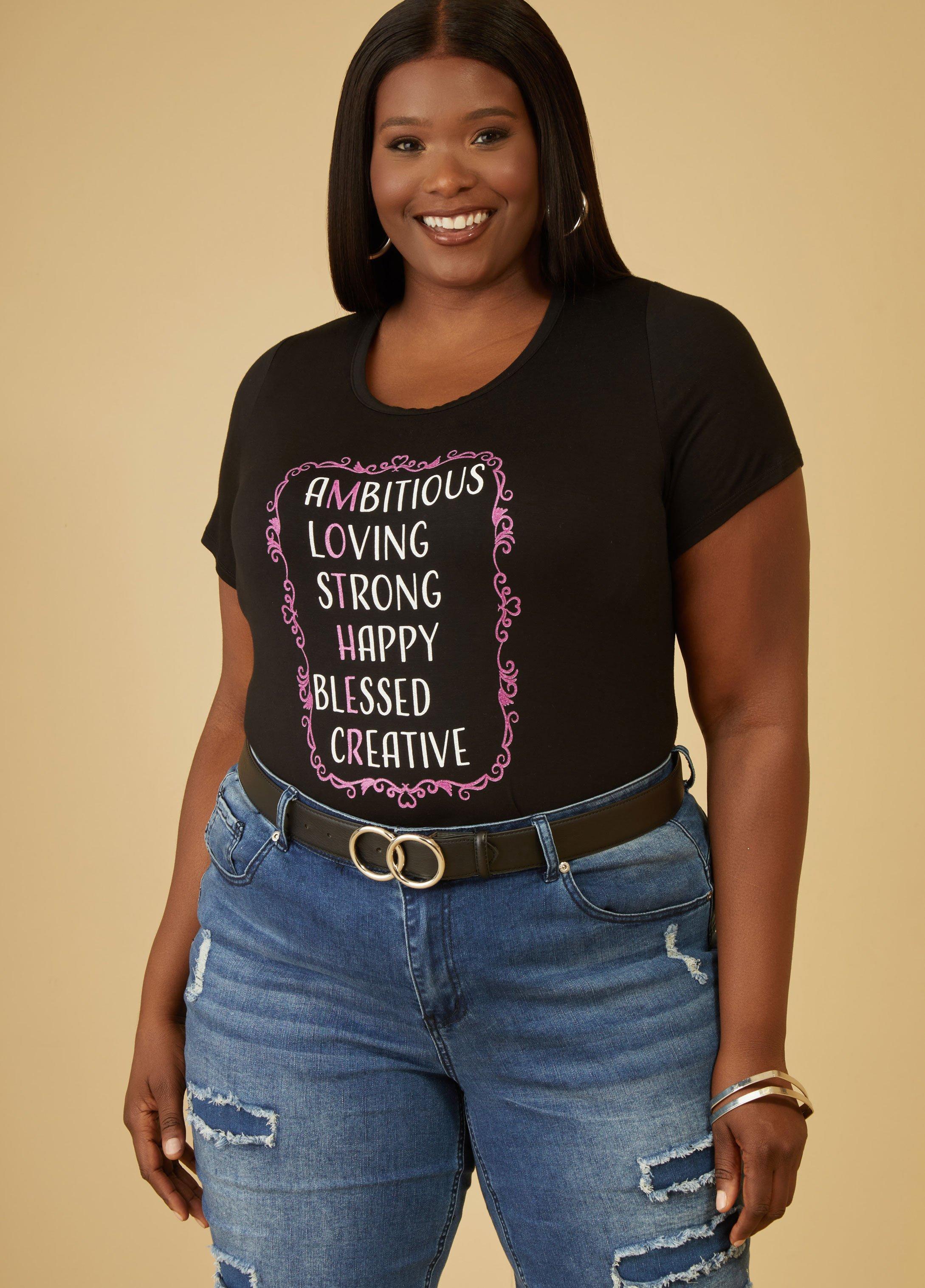 Plus Size Mother Glittered Graphic Tee Ashley Stewart Product Image