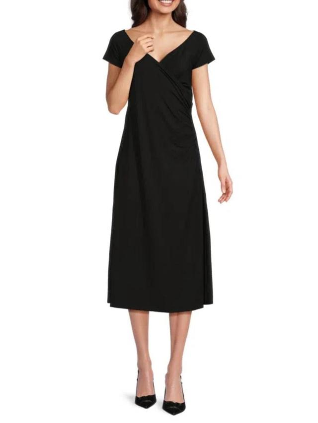 Women's Ruched Waist Midi Dress In Black Product Image