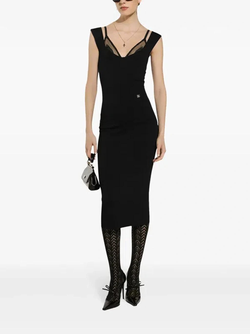 DOLCE & GABBANA Knitted Midi Dress In Black Product Image