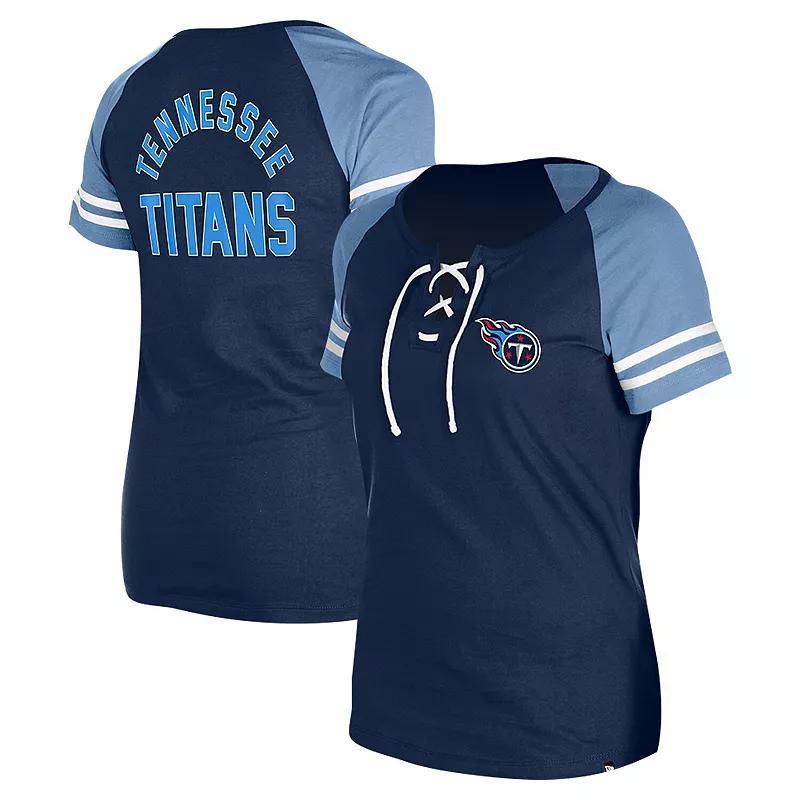 Womens New Era Tennessee Titans Lace-Up Raglan T-Shirt Blue Product Image