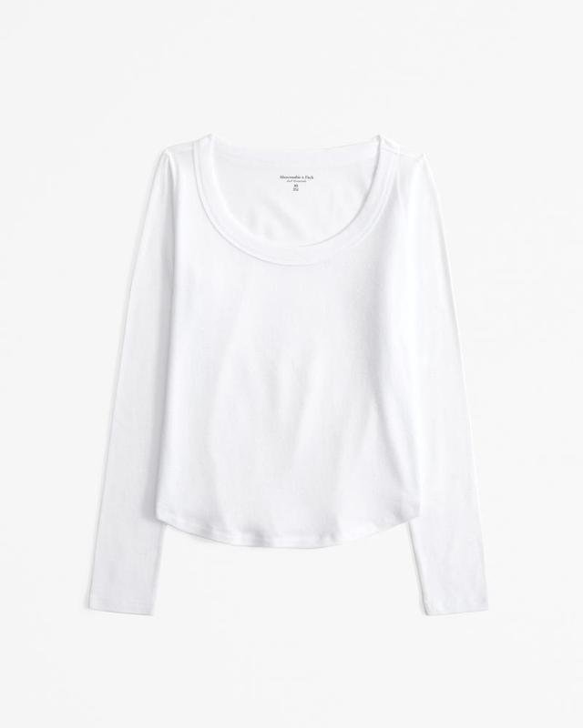 Long-Sleeve Cozy Lounge Knit Tuckable Scoopneck Tee Product Image