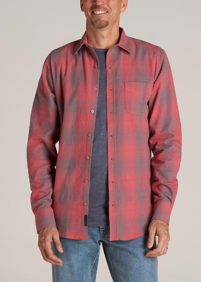 Nelson Flannel Shirt for Tall Men in Red and Grey Plaid Male Product Image