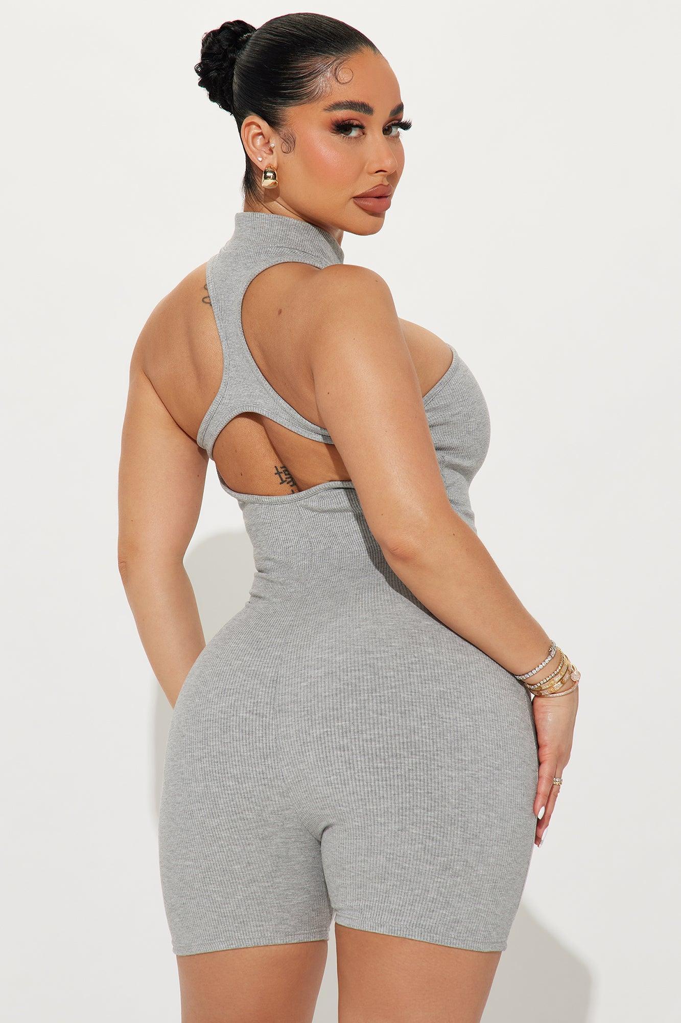 Karlee Snatched Romper - Heather Grey Product Image