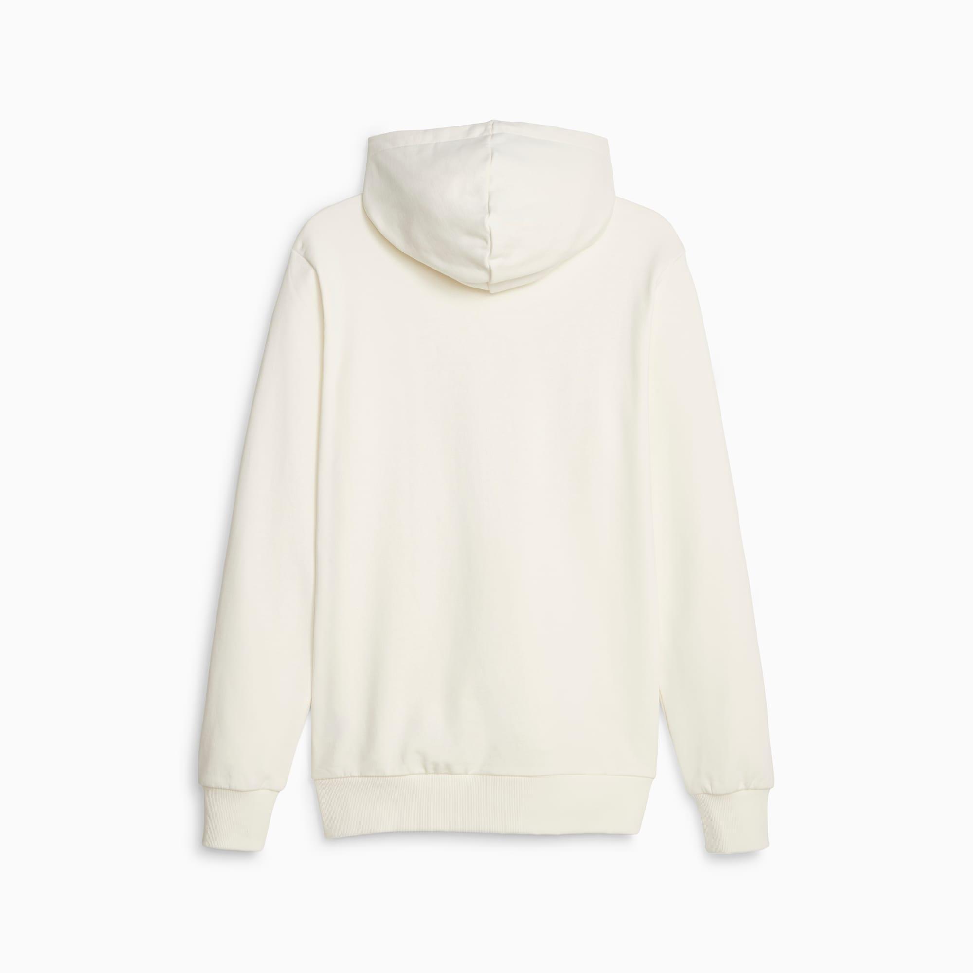 PUMA Classics Logo Hoodie Men in Warm White/Green Fog Product Image