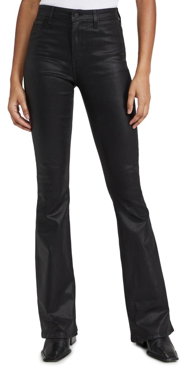 Marty Ultra High-rise Coated Flare Jeans In Black Product Image