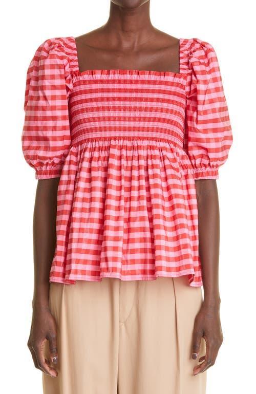 Molly Goddard Womens Axel Gingham Smocked Taffeta Top Product Image