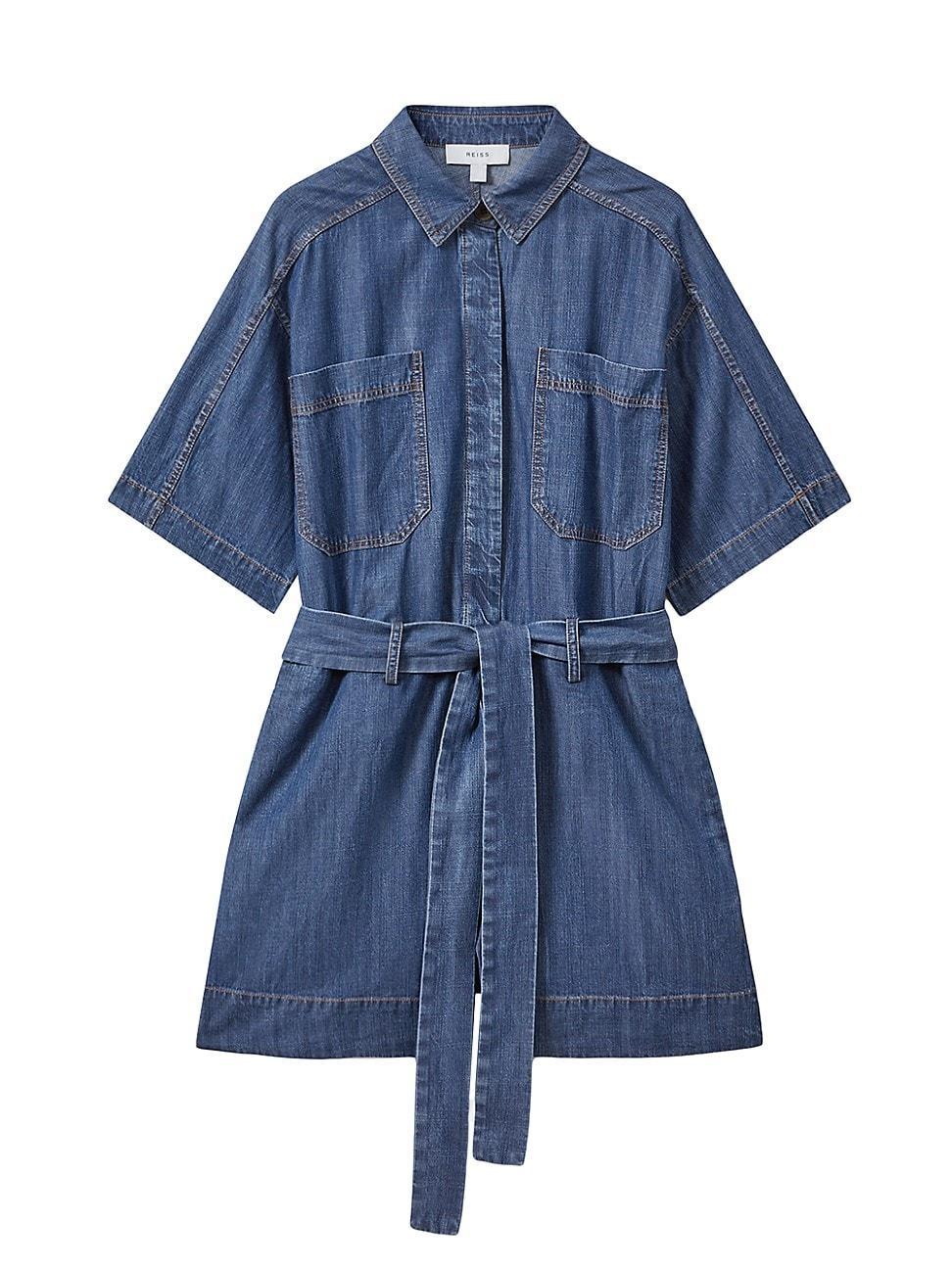 Womens Seren Denim Belted Romper Product Image