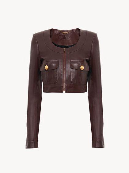 Cropped chasseur jacket in leather Product Image