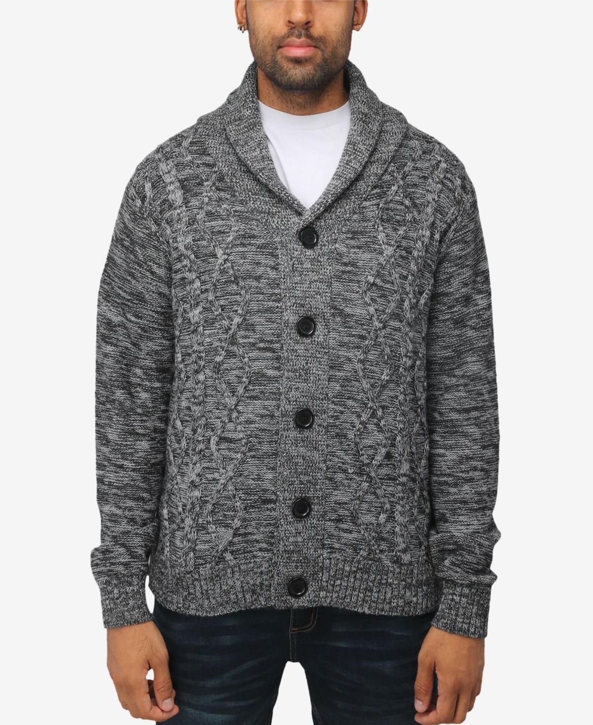 X-Ray Mens Shawl Collar Cable Knit Cardigan Product Image