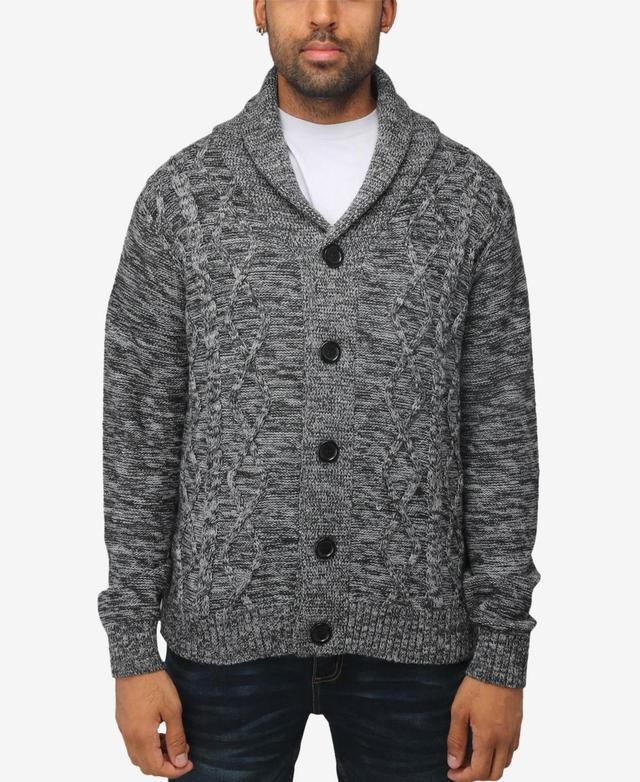 X Ray Men's Cable Knit Cardigan - Charcoal - Size XL  - male - Size: XL Product Image