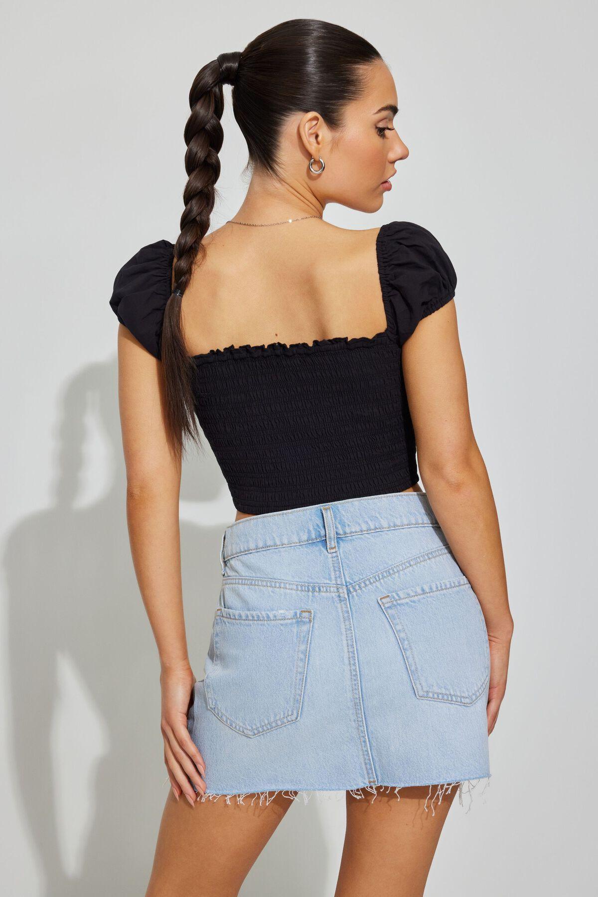 High Rise Denim Skirt Product Image