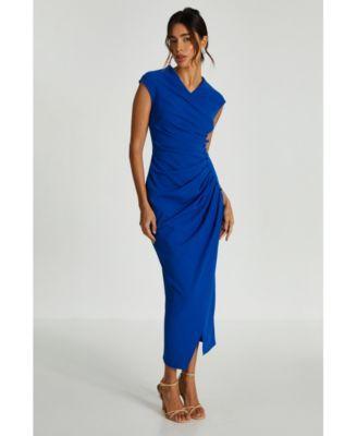 Quiz Womens Scuba Crepe Maxi Dress With Wrap Button Detail Product Image