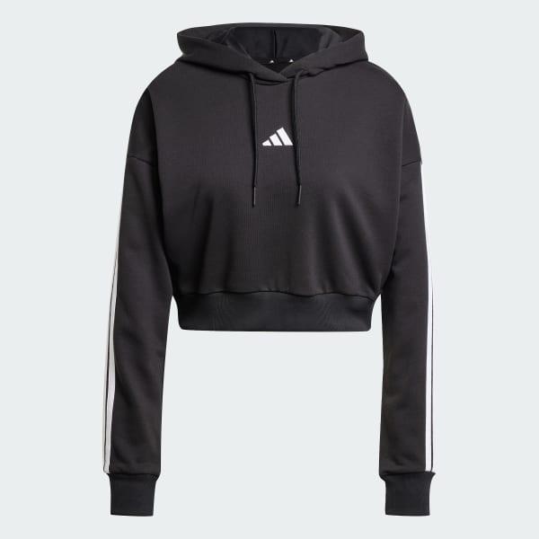 Essentials 3-Stripes French Terry Crop Hoodie Product Image