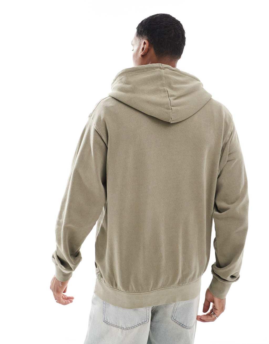 Jack & Jones super oversized hoodie in washed khaki Product Image