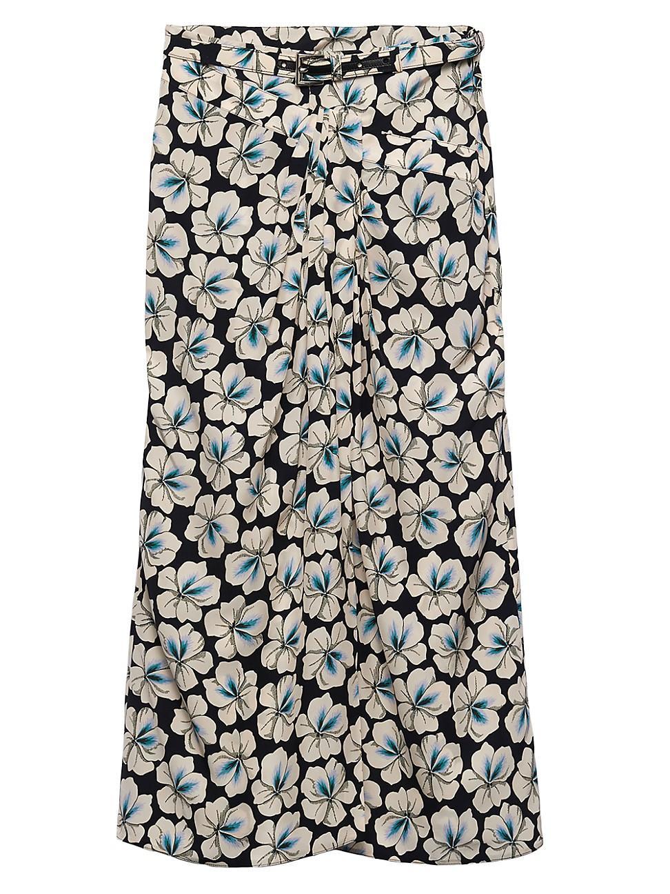 Womens Printed Pongee Midi-Skirt product image