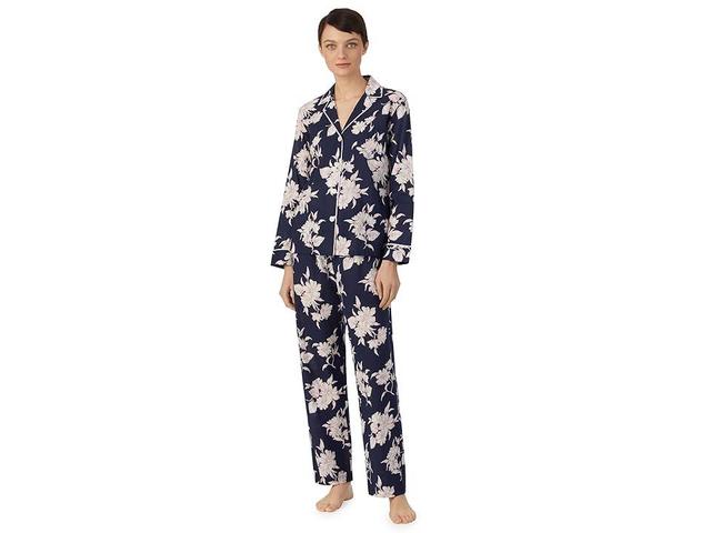 LAUREN Ralph Lauren Long Sleeve Notch Collar PJ Set Floral) Women's Pajama Sets Product Image