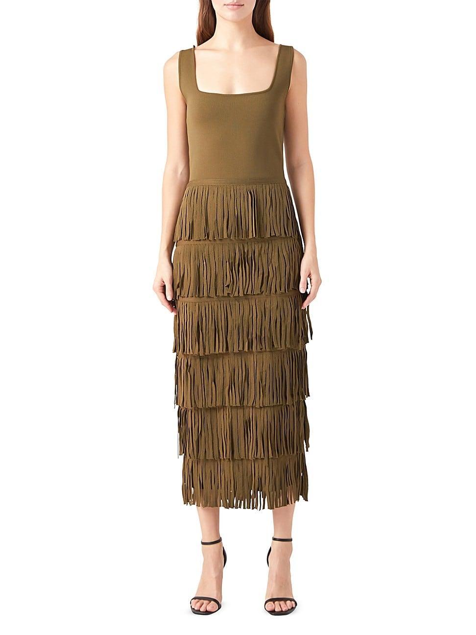 Womens Knit Fringe Midi Dress Product Image