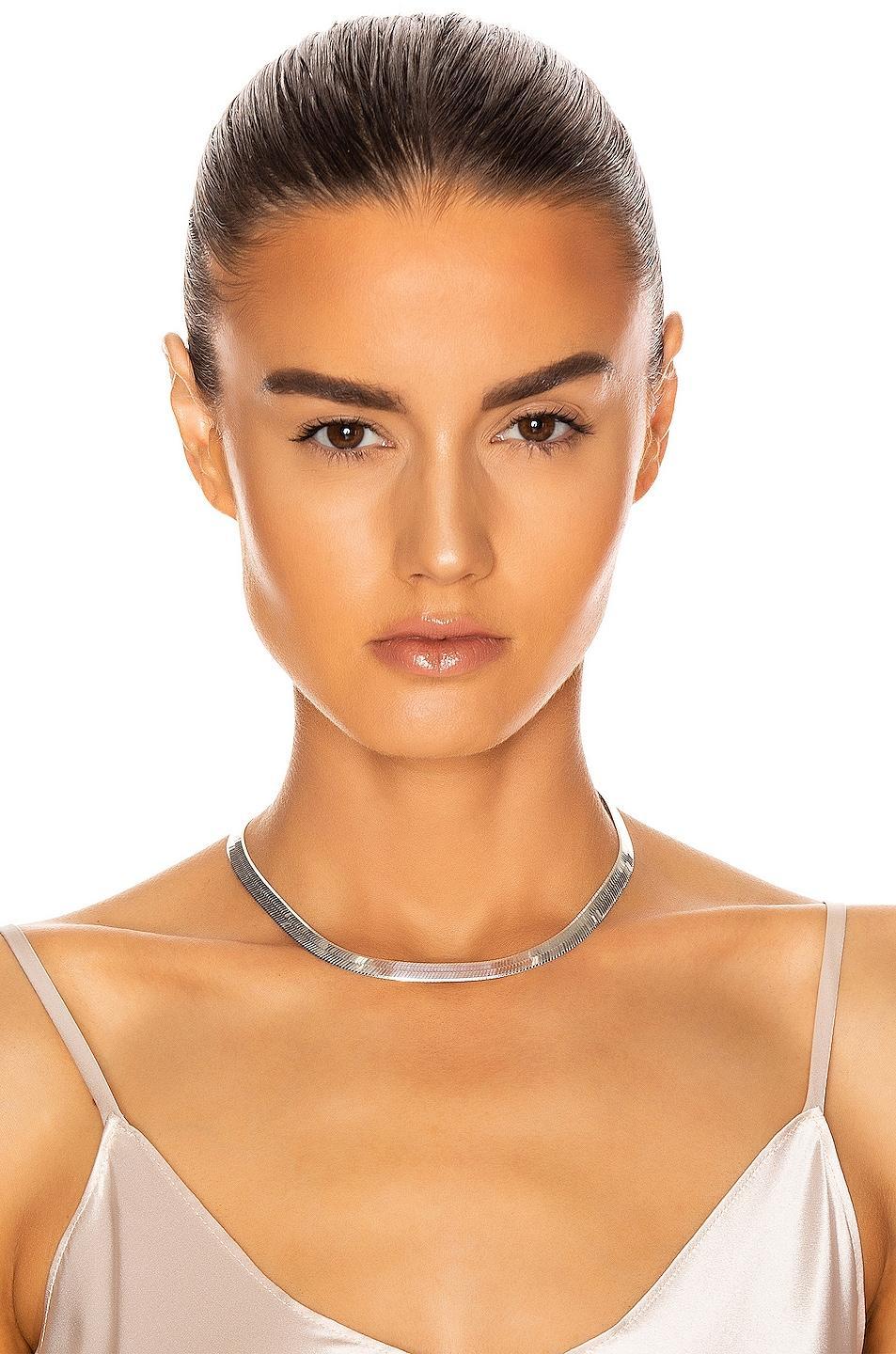 Loren Stewart XL Herringbone Necklace Metallic Silver.. Product Image