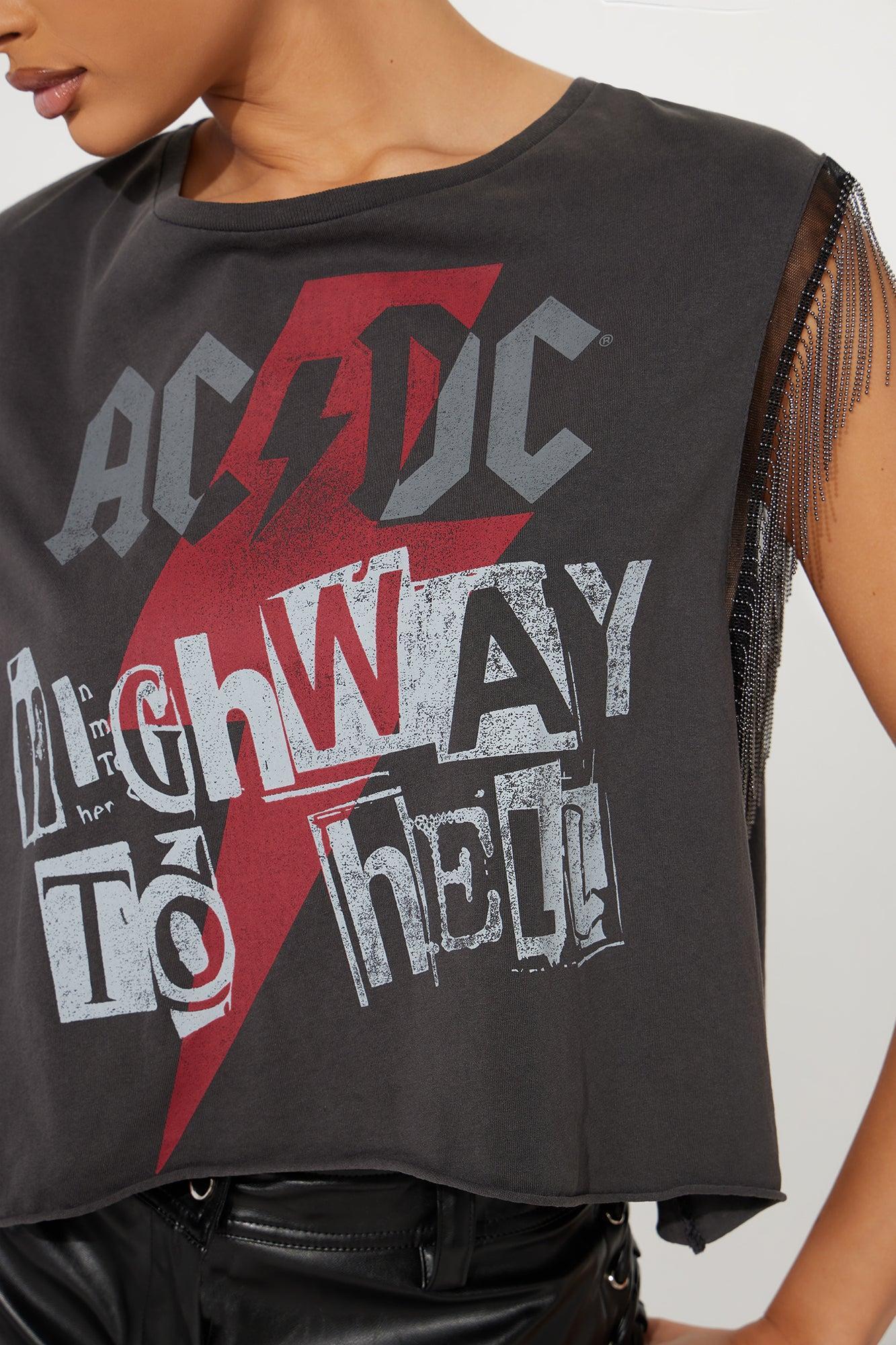 ACDC Highway To Hell Fringe Top - Black Product Image