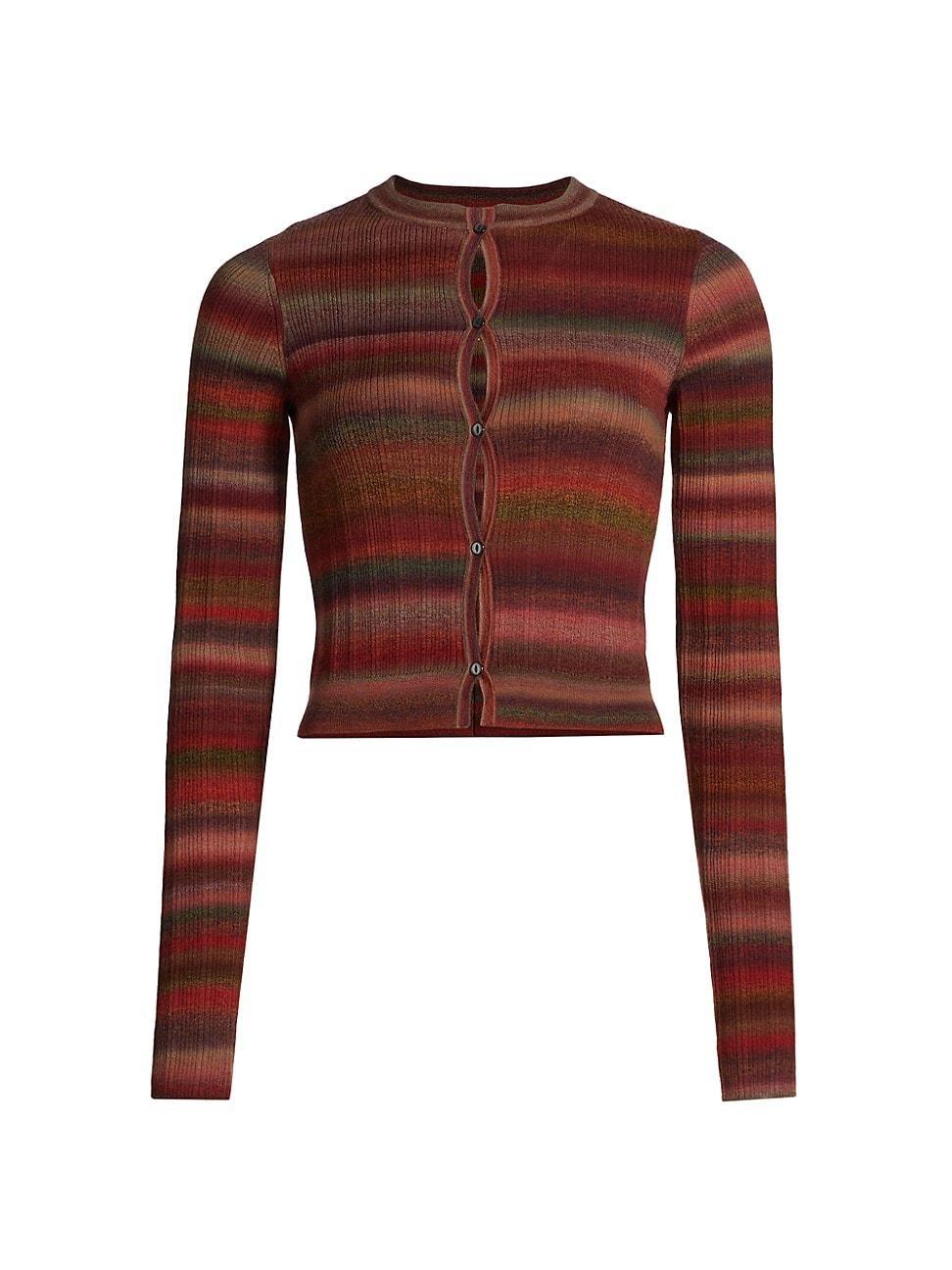 Womens Striped Wool Crop Cardigan Product Image