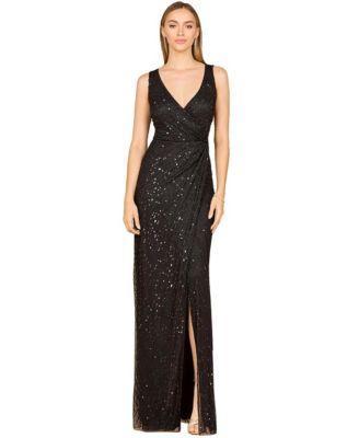 Women's Beaded Black Gown with Slit Product Image