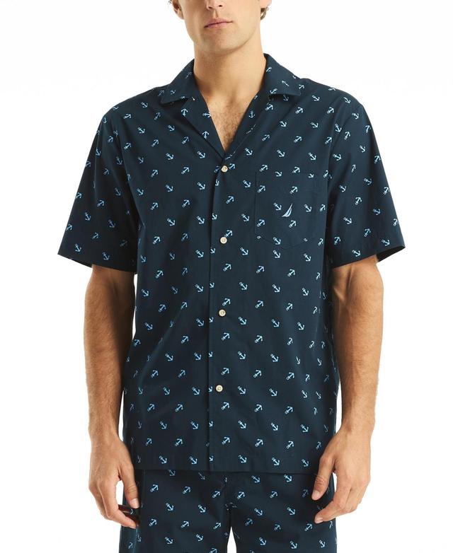 Nautica Mens Crafted Printed Camp Sleep Pajama Shirt Product Image