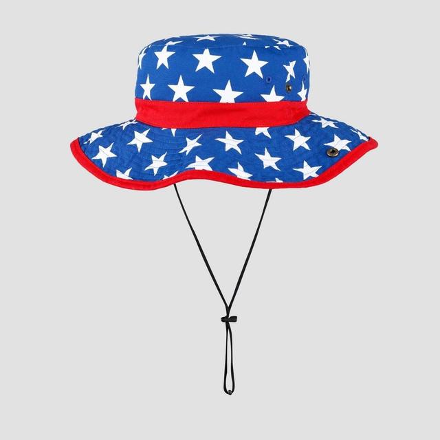 Wemco Mens Star Print Polyester Floppy Hat - White/Blue/Red Product Image