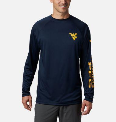 Mens Columbia West Virginia Mountaineers Terminal Tackle Omni-Shade Raglan Long Sleeve T-Shirt Blue Product Image