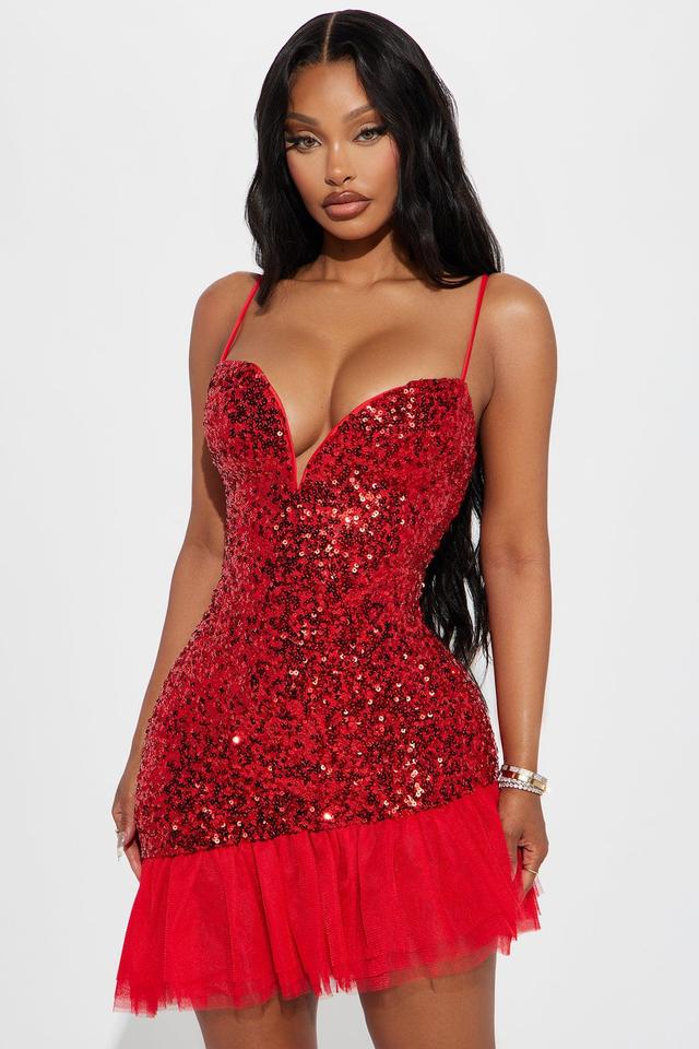 Bailando Sequin Mini Dress - Red Product Image