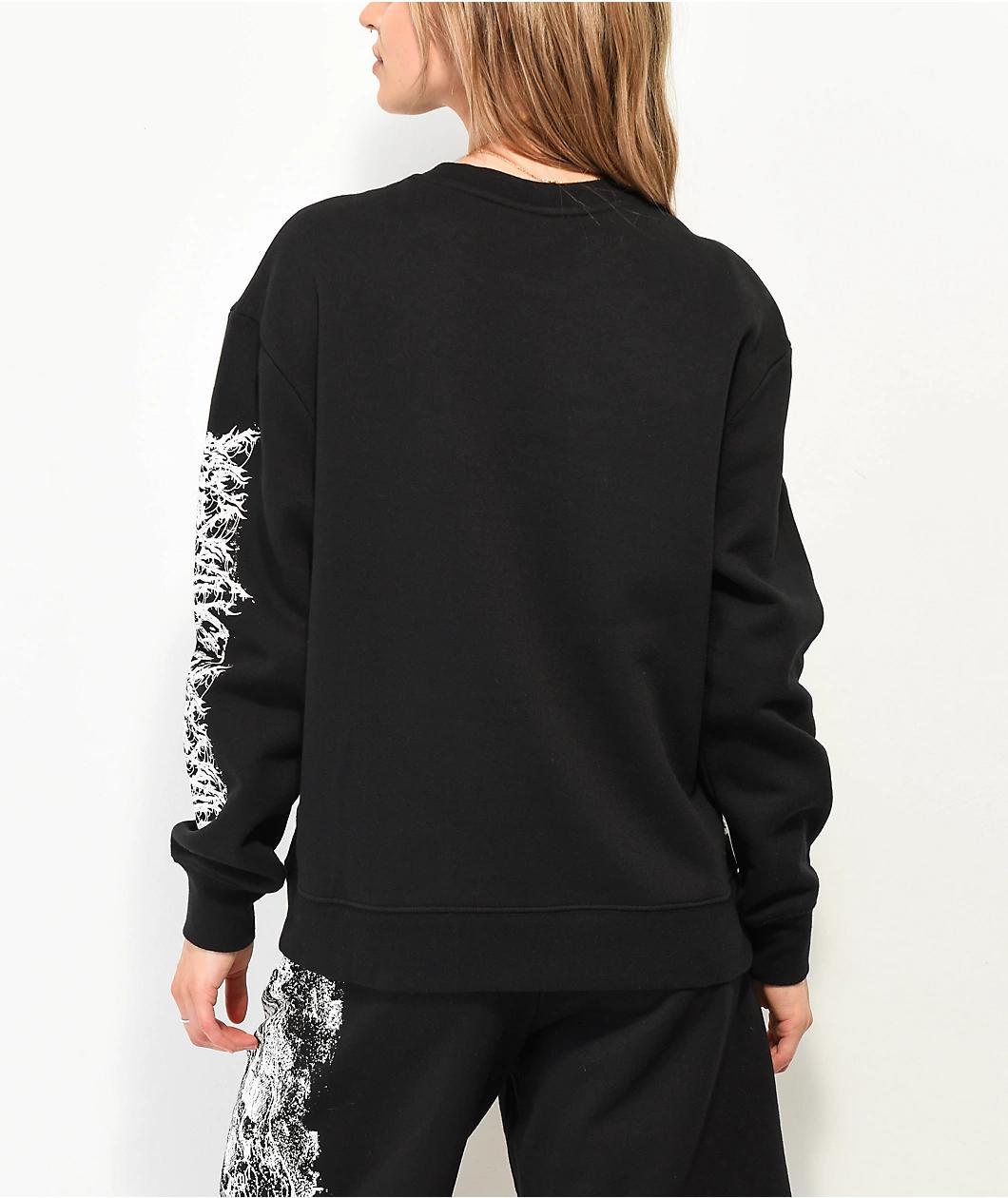 SWIXXZ Skull Pile Black Oversize Crewneck Sweatshirt Product Image