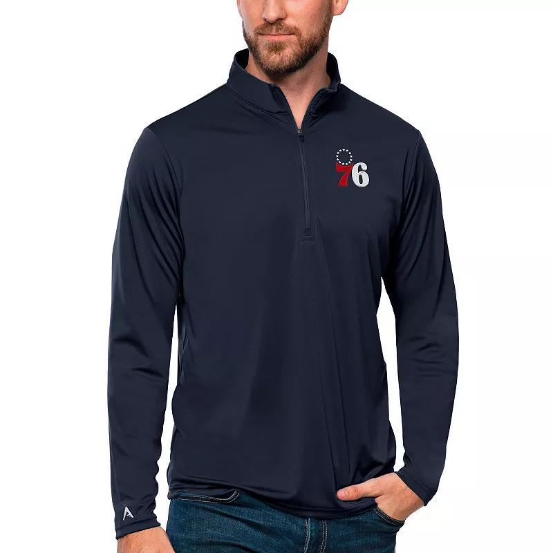 Mens Antigua Navy Philadelphia 76ers Tribute Quarter-Zip Pullover Top 76r Blue Product Image