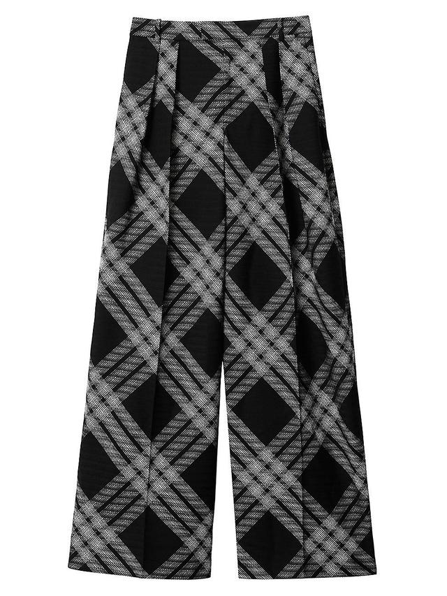 Womens Check Wool Pleated-Front Pants Product Image